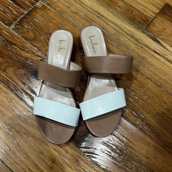 Lulus White and Nude Slide Sandals Size 8.5 - Picture 4 of 7